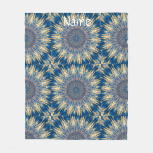 Blue Chakra Kaleidoscope Thunder_Cove Fleece Blanket