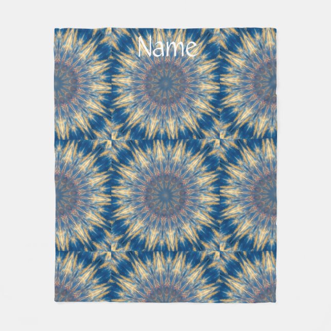 Blue Chakra Kaleidoscope Thunder_Cove Fleece Blanket (Front)