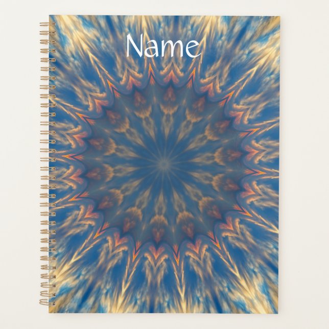 Blue Chakra Kaleidoscope Thunder_Cove   Planner (Front)