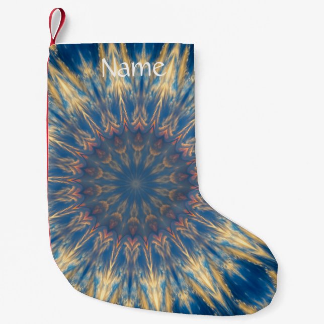 Blue Chakra Kaleidoscope Thunder_Cove Small Christmas Stocking (Front)