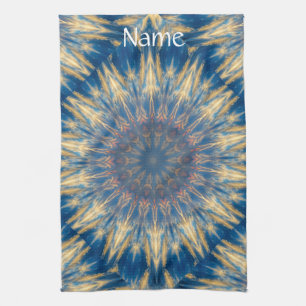 Blue Chakra Kaleidoscope Thunder_Cove Tea Towel