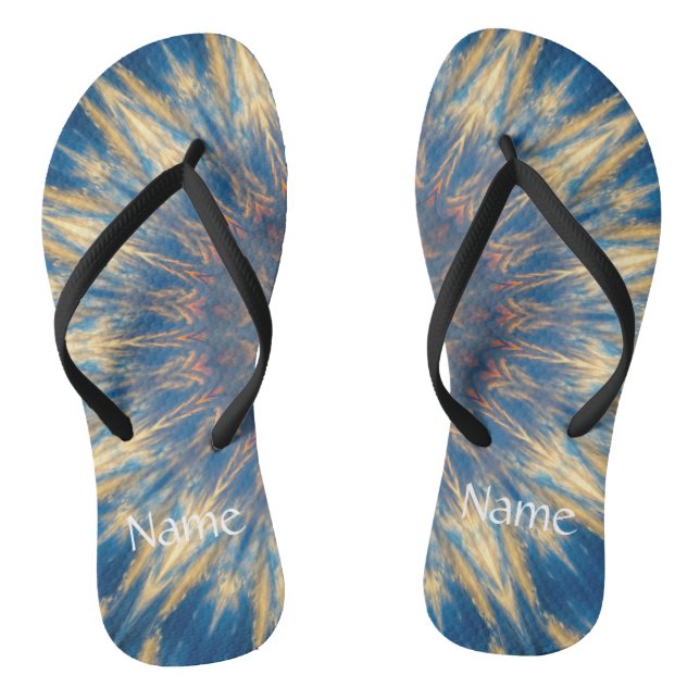 Blue Chakra Kaleidoscope Thunder_Cove  Thongs (Footbed)