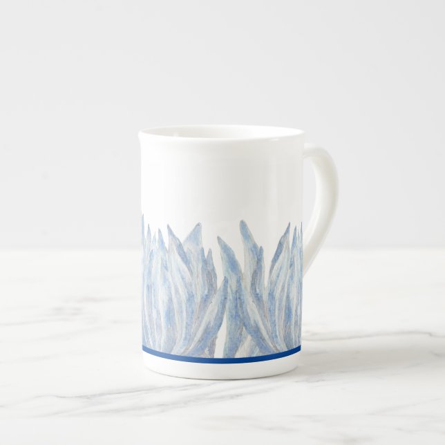 Blue Chalk Sticks on a Bone China Mug (Front Right)