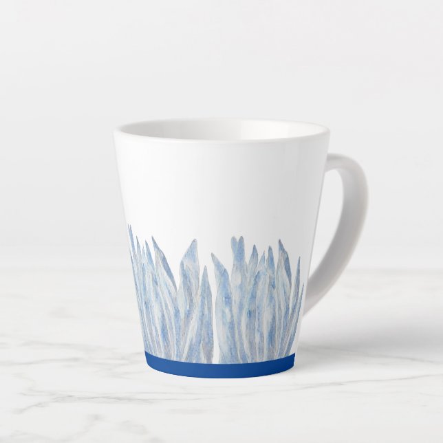 Blue Chalk Sticks on a Small Latte Mug (Right Angle)