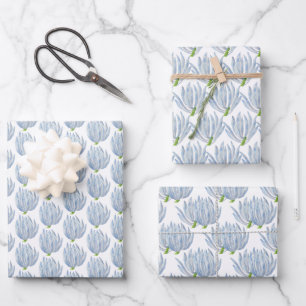 Blue Chalk Sticks on Wrapping Paper Set