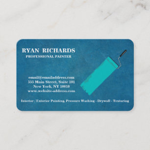Blue Chalkboard House Painting Business Card