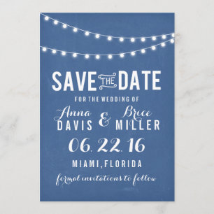 Blue Chalkboard Summer String Light Save The Date