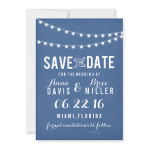 Blue Chalkboard Summer String Light Save The Date