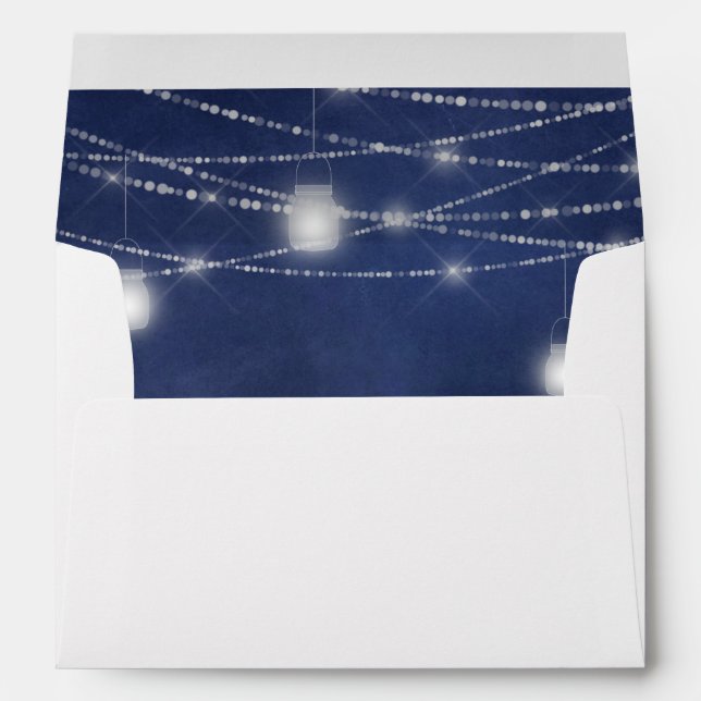 Blue Chalkboard & White Mason Jar String Lights Envelope (Back (Bottom))