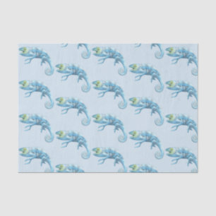 Blue Chameleon Pattern Tissue Paper