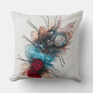 Blue Champagne and Oysters Throw Pillow