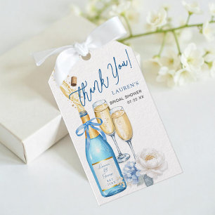 Blue Champagne Bridal Shower Thank You Favour Tag
