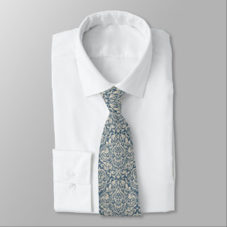 Blue & Champagne Damask Tie