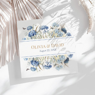 Blue Champagne Hydrangea Classic Wedding Napkin