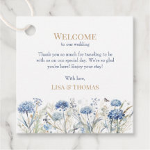 Blue Champagne Wedding Welcome Favour Tag