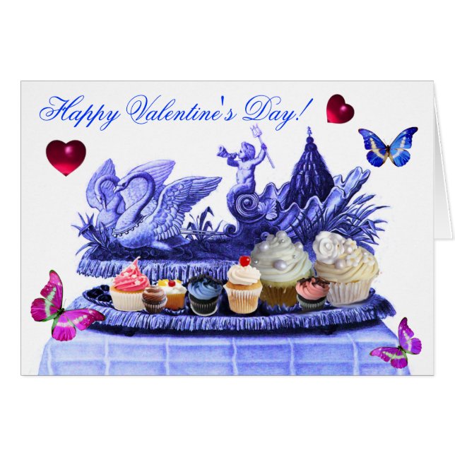 BLUE CHARIOT,SWANS,CUPCAKES VALENTINE'S DAY HEARTS (Front Horizontal)