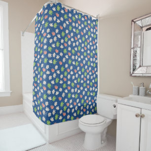Blue Charming Ditsy Floral Shower Curtain