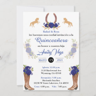 Blue Charro Invitation Mexican Western Invitation.