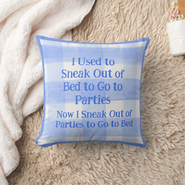 Blue Check Gingham Sneak Out Parties Decorative   Cushion (Blanket)