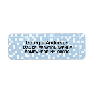 Blue Check Pattern Return Address Label
