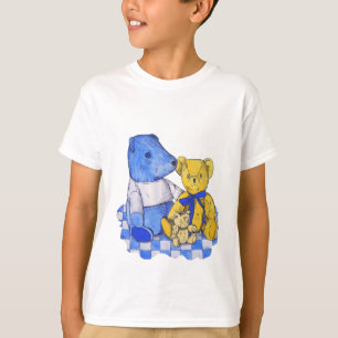 blue check picnic cloth and teddies T-Shirt