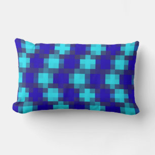 Blue Check Squares Pattern, Lumbar Cushion