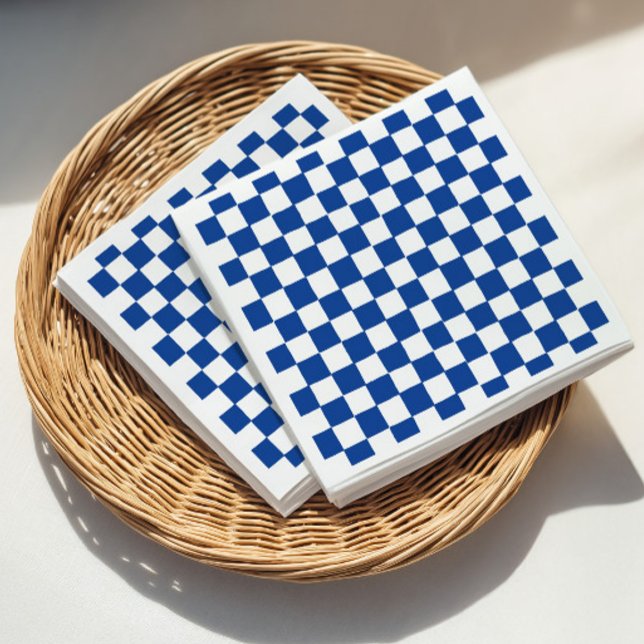 Blue Checker Bridal Shower Napkin (Blue Checker Bridal Shower Napkins)
