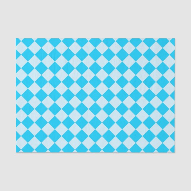 Blue Checker Diamond Pattern Tissue Paper (Front)