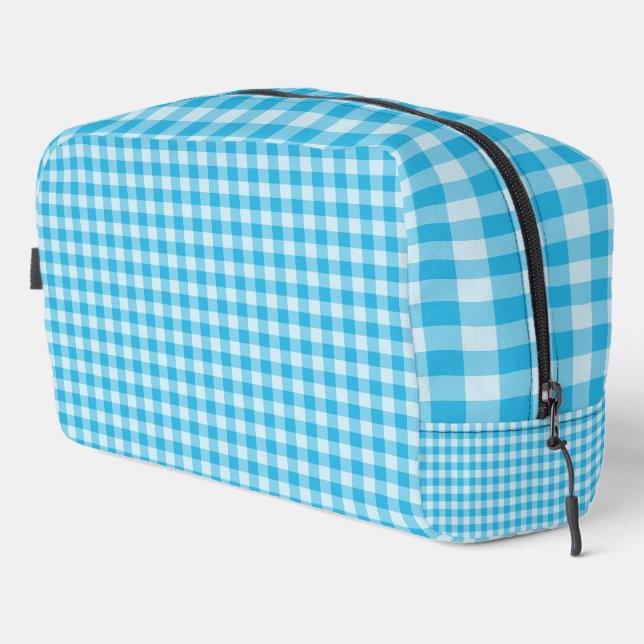 Blue Checkerboard Pattern Toiletry Bag (Right Corner)
