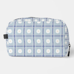 Blue Checkered Daisy pattern Dopp Kit