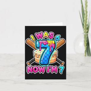 Blue Checkered I Was 6 Now Im 7 Birthday Cake Base Card