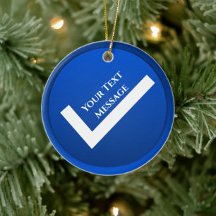 Blue Checkmark Symbol Christmas Ceramic Ornament