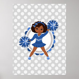 Blue Cheerleader African American  - Cute Cheer Poster