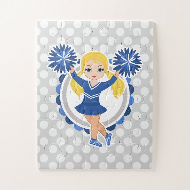 Blue Cheerleader Blonde - Cute Cheer Jigsaw Puzzle (Vertical)