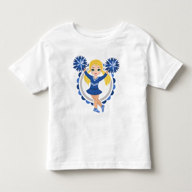 Blue Cheerleader Blonde - Cute Cheer Toddler T-Shirt (Front)