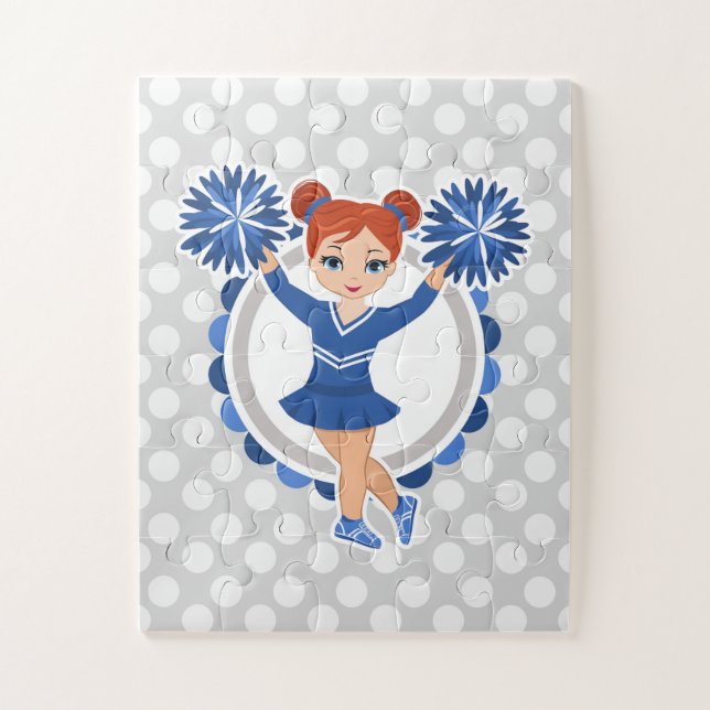Blue Cheerleader Redhead - Cute Cheer Jigsaw Puzzle (Vertical)