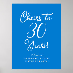 Blue Cheers to 30 Years Birthday Welcome Sign