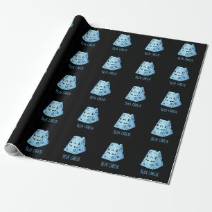 Blue Cheese Funny Food Pun Dark BG Wrapping Paper