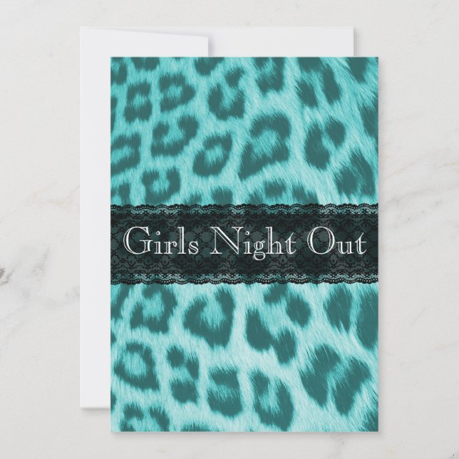 Blue Cheetah Lace Print Bachelorette Party Invitation (Front)