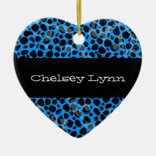 Blue Cheetah Print Christmas Ornament