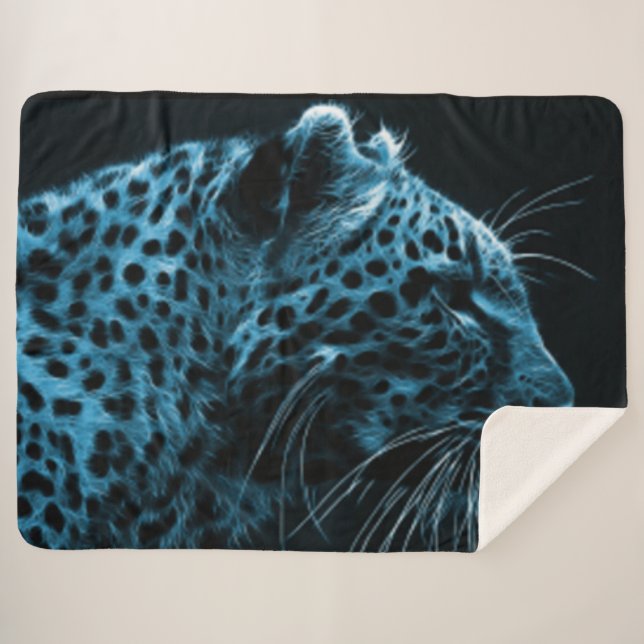 BLUE CHEETAH SHERPA BLANKET (Front (Horizontal))