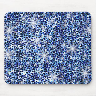 Blue Cheetah Sparkles Mouse Pad