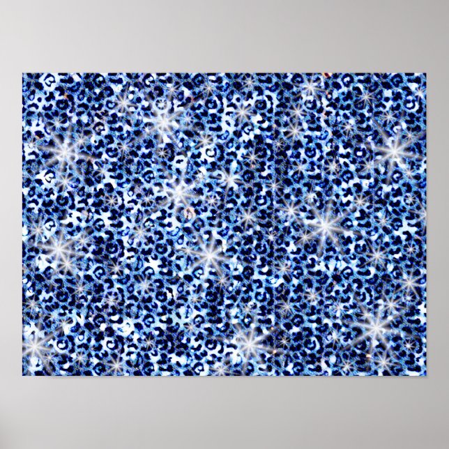 Blue Cheetah Sparkles Poster (Front)