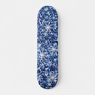 Blue Cheetah Sparkles Skateboard