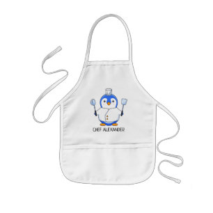 Blue Chef Penguin Personalise Kids' Apron