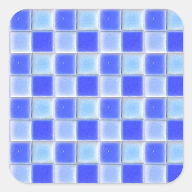 Blue Chequerboard Mosaic Ceramic Tiles Sticker (Front)