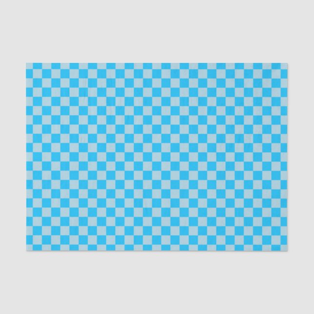Blue Chequerboard Pattern Tissue Paper (Front)