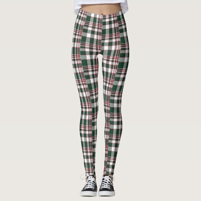  Blue Chequered All-Over-Print Leggings (Front)