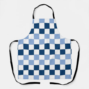 Blue Chequered Allover Print Apron