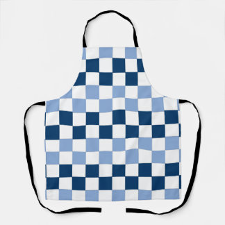 Blue Chequered Allover Print Apron